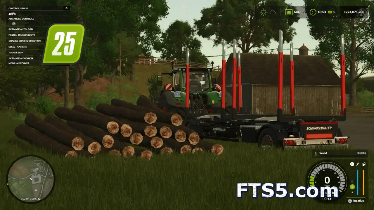 自动装载木材拖车 v1.0