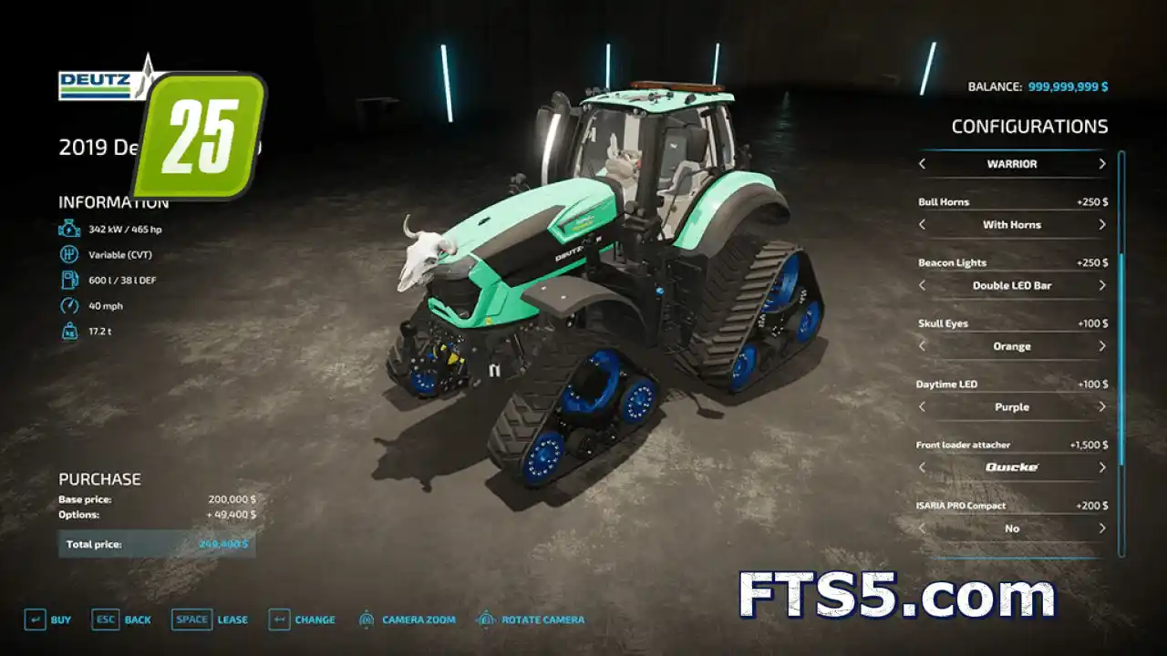 模拟农场22_2019款 道依茨 9系列 拖拉机 v1.0.0.1